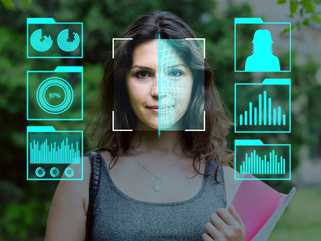 Mujer con valores biométricos IA